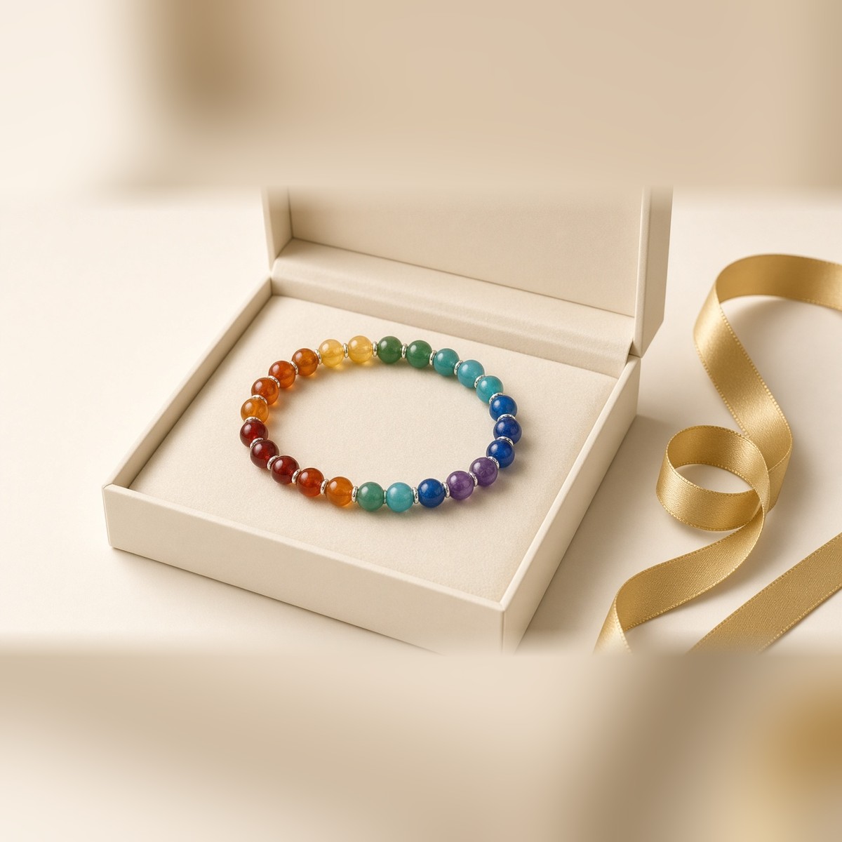 7 Chakra bracelet in a premium Manka gift box