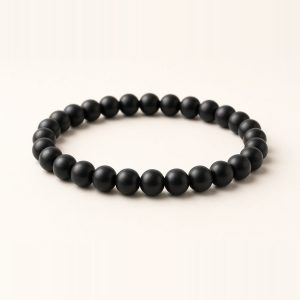 Karungali bracelet with smooth round matte-black ebony wood beads