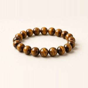 Tiger eye bracelet with polished golden-brown banded round beads