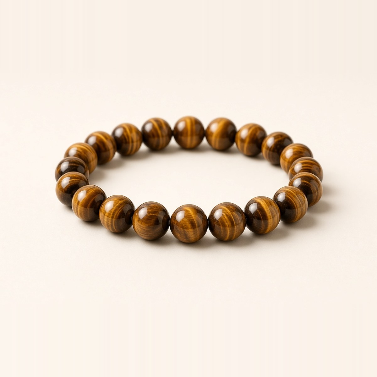 Tiger eye bracelet with polished golden-brown banded round beads