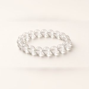 Manka Clear Quartz Crystal Bracelet with clear round quartz beads