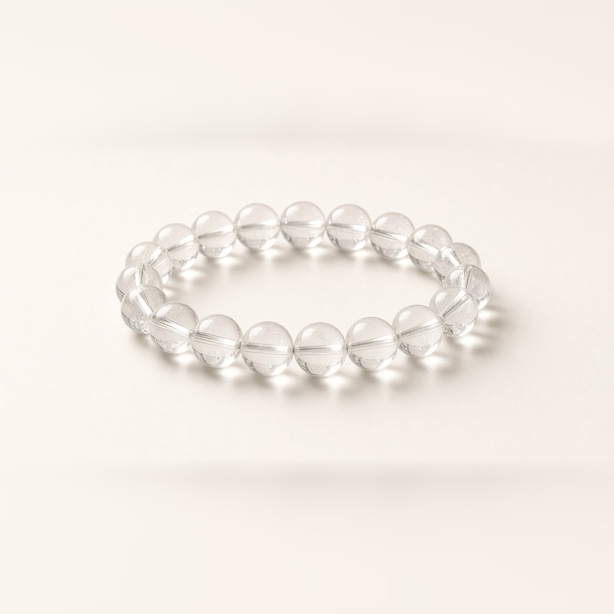 Manka Clear Quartz Crystal Bracelet with clear round quartz beads