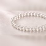 Close-up of small clear crystal beads on Manka Crystal Bracelet