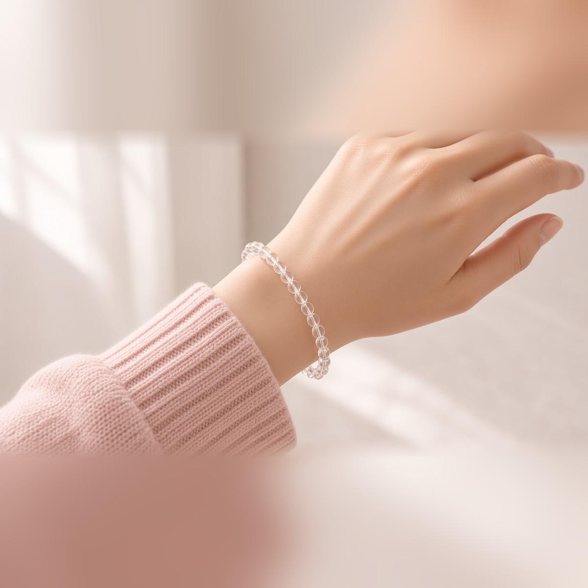 Minimal Crystal Bracelet worn on the wrist