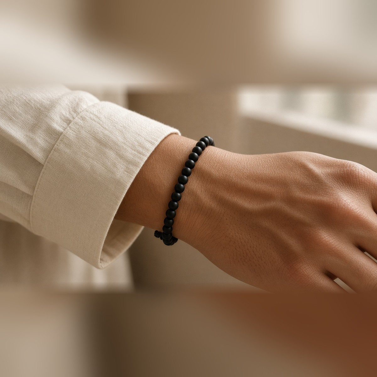 Manka Karungali Bracelet worn on the wrist
